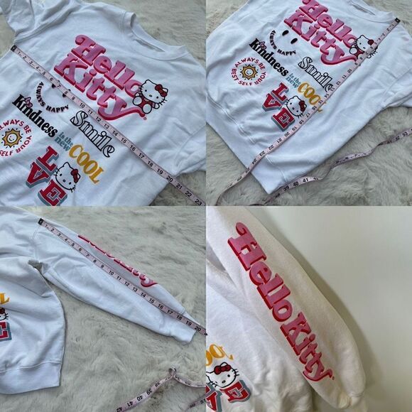 Hello Kitty Sanrio Graphic Crew Neck Sweatshirt White Pink women’s size M - Picture 9 of 9